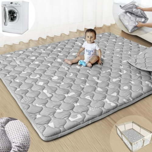 Beavtaens Baby Play Mat for Floor, Fits 71x59 Playpen, Super Soft, Non-Slip, for Ages 0-4 (Gray)