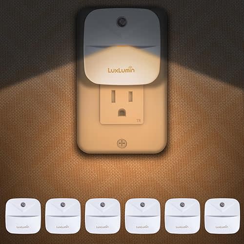 LED Night Lights Plug into Wall with Dusk-to-Dawn Sensor, Automatically Turn on and Off,Night Light for Kids,Bedroom,Bathroom,Stairs,Warm White, 6 Packs