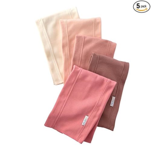 Bailey 5-Pack Burp Cloths 100% Organic Cotton Knit for Newborn & Baby Boys & Girls, Sunset, One Size