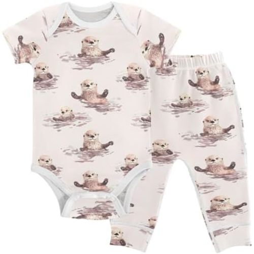 vvfelixl Baby Pants Sets Black Dachshund Long Haired Short Sleeve Baby Clothes for Boys Girls 0-24M