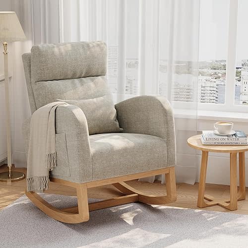 GarveeHome Rocking Chair, Nursery Glider Chair, Grey