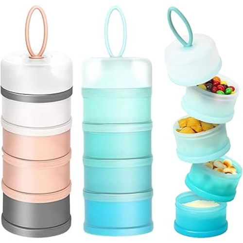 2 PCS 4 Layers Sakura Baby Milk Formula Dispenser & Container Box for Travel (Blue)