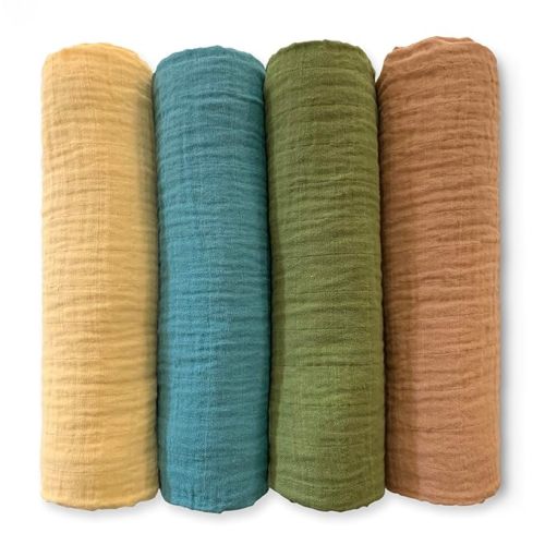 SwaddleDesigns Cotton Muslin Swaddle Blankets for Babies, Set of 4, Neutral Receiving Blankets for Newborn, Baby Registry & Gift, 46x46 inches, Patagonia