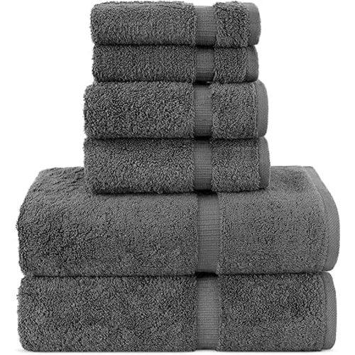 Chakir Turkish Linens |Hotel & Spa Quality 100% Cotton Premium Turkish Towels | Soft & Absorbent (Dark Gray, 6-Piece Towel Sets)