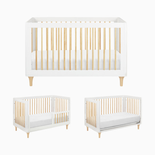 Lolly 3-in-1 Convertible Crib with Toddler Bed Conversion Kit - White/Natural