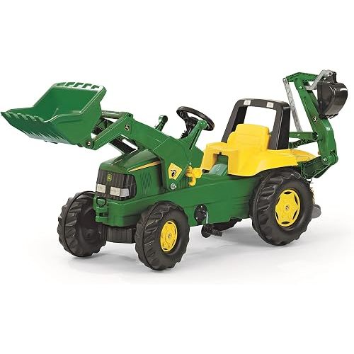 rolly toys John Deere Pedal Tractor with Working Loader and Backhoe Digger, Youth Ages 3+