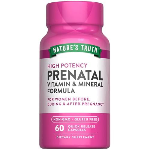 Nature's Truth Prenatal Vitamins With Folic Acid | 60 Capsules | Non-GMO & Gluten Free Supplement