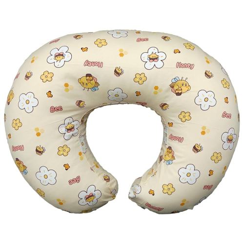 Nursing Pillow, Breastfeeding Pillows with Standard Size Removable Cover, Breast Feeding Pillow with Breathable Filling, Ergonomic Nursing Essentials for Bottle and Breastfeeding- Honey Bee…