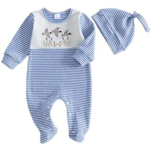 Bagilaanoe Newborn Baby Boy Footie Romper Jumpsuit Waffle Knit Outfit