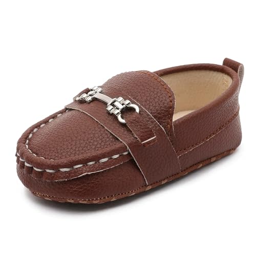LONSOEN Baby Girls Boys Loafers Prewalker Dress Crib Shoes