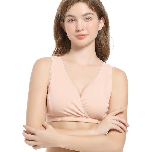 CAKYE 3 Pack Maternity Nursing Sleep Bra Breastfeeding Cotton Bralette (Small)