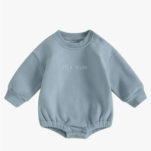 VISGOGO Newborn Infant Baby Boy Girls Oversized Romper Little Dude Sweater Onesie Coming Home Outfit Neutral Clothes