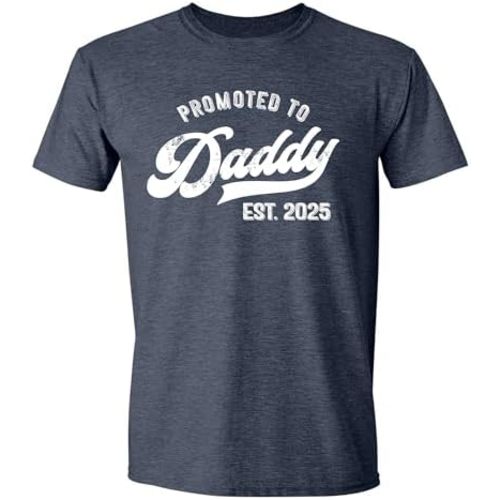 Promoted to Daddy 2025 T-Shirt Funny Humor New Dad Baby Family First Time Fathers Day Shirt