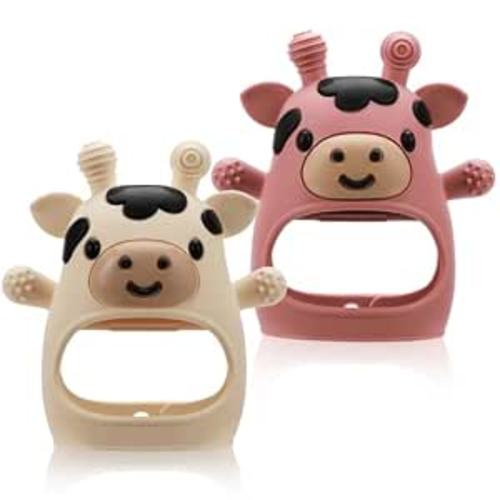 2 Pack Baby Teething Toys for 3-6 6-12 Months, Silicone Hand Teether Mitten