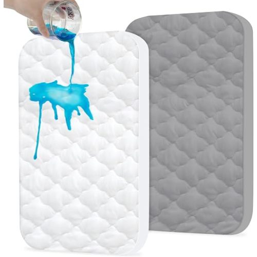 Waterproof Bassinet Mattress Pad Protector Cover 33x19, 2 Pack