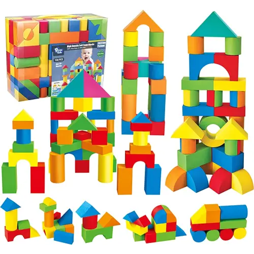 Foam Blocks for Toddlers, 138 Pieces EVA Soft Stacking Building Blocks Toy Set, Early Learning Construction Toys & Gifts for Kids, Boys & Girls 18+ Months 1-3 Years