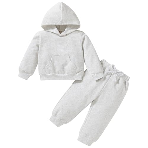 Happy Town Baby Fall Outfits for Girl Boy Long Sleeve Hoodie Top and Long Sweatpants Set Toddler Sweatsuit