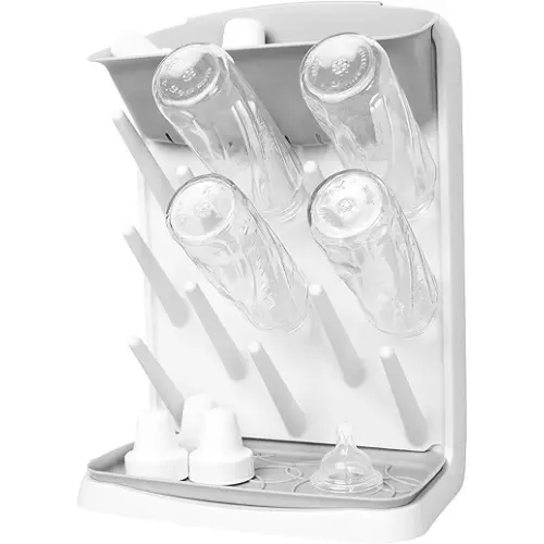 Ubbi Vertical Baby Bottle Drying Rack, Space Saving Countertop Drying Rack Baby Organizer, Gray