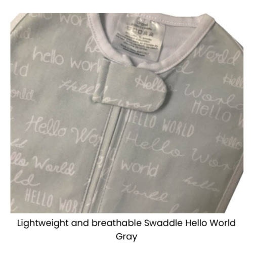 Woombie- Lightweight and breathable Swaddle Hello World Gray