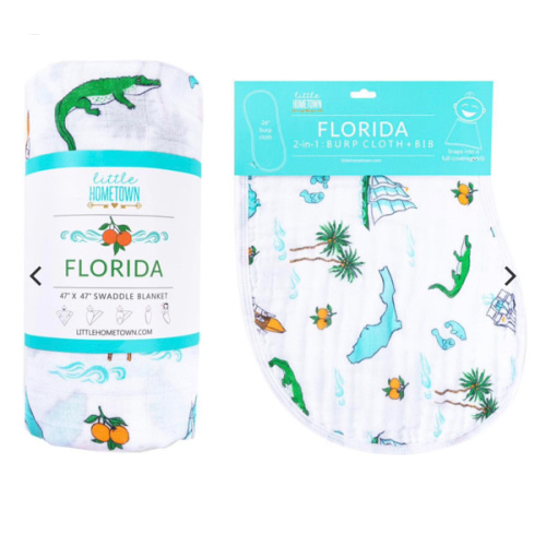 Gift Set: Florida Baby Muslin Swaddle & Burp Cloth – Little Hometown