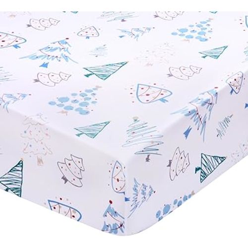UOMNY Crib Sheet, Christmas Crib Sheets Baby Sheet for Standard Crib and Toddler Mattresses Nursery Bedding Sheet Crib Mattress Sheets for Boys and Girls 1 Pack Toddler Sheet