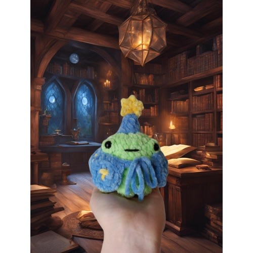 Crochet Wizard Frog Plush: Handmade Whimsical Decor