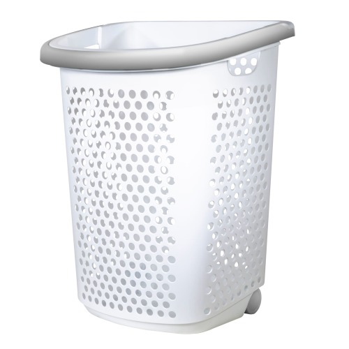 2-Bushel White Plastic Laundry Hamper