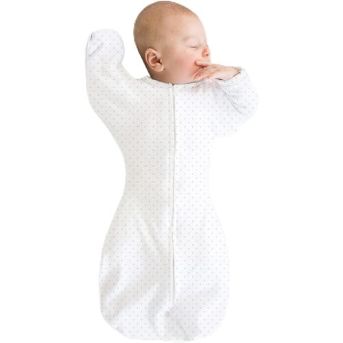 SwaddleDesigns Transitional Swaddle Sack, Arms Up Half-Length Sleeve Mitten Cuff, Most Gradual Transition Swaddle for Newborn