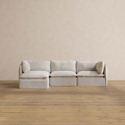 Modular Washable 3-Seater Sectional in Powder | Deluxe+ Seat | Cloud Pillow