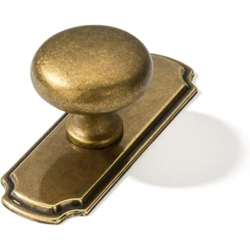 khtumeware 2 Pack 1-1/4 inch Backplate for Cabinet Knobs Antique Brass Drawer Knobs Cabinet Hardware Vintage Aged Knobs with Backplate