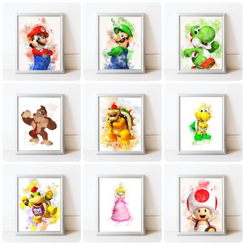 Mario prints, gaming wall art, children's bedroom, Luigi poster, video game, gallery wall, gamer gift, Mario bros, princess peach, A2 A3 A4