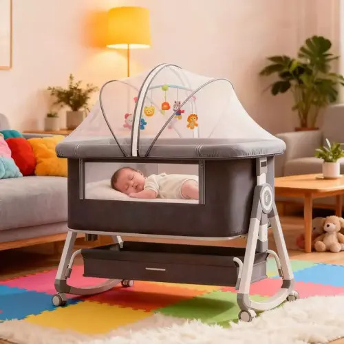 Virplik 4-in-1 Portable Baby Bassinet with Mosquito Net, Rocking - TikTok Shop