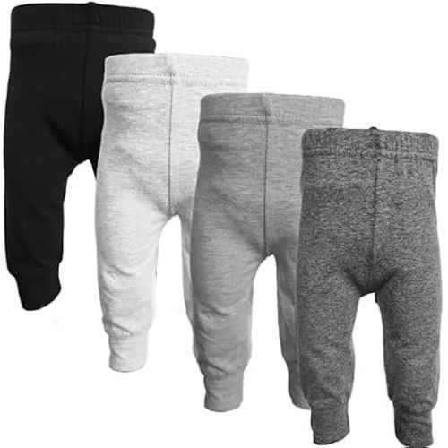 123 Bear Infant and Toddler Soft Cotton Spandex Boys and Girls Pants Multipacks (Black 2, 0-3 Months)