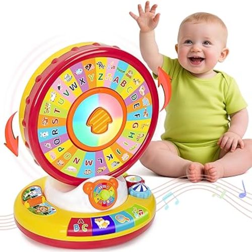 Learning Toy for 1 2 3 Year Old Boys Girls, Spin and Sing Alphabet Musical Toys with Light and Animal Sounds, Interactive Games for Toddlers 12-18 Months, Christmas Birthday Gifts for Baby Ages 1-3