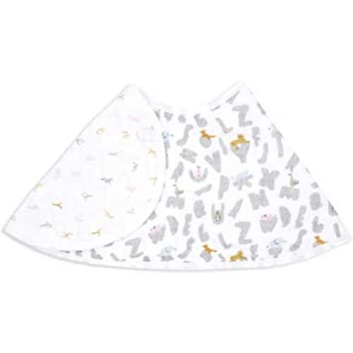 aden + anais Essentials Burpy Bib, 100% Cotton Muslin, Soft Absorbent 4 Layers, Multi-Use Burp Cloth and Bib, 22.5" X 11", Single, Alphabet Animals