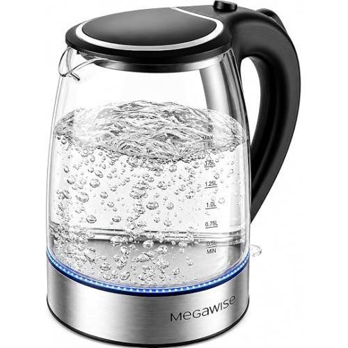 MEGAWISE Electric Kettle 1.8L, High Power Fast Boiling Hot Water Boiler, Auto Shut-Off, BPA-Free Food-Grade Material, Tea Kettle for Kitchen Home Office Coffee Tea