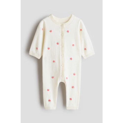 Cotton-knit Romper Suit, 9M