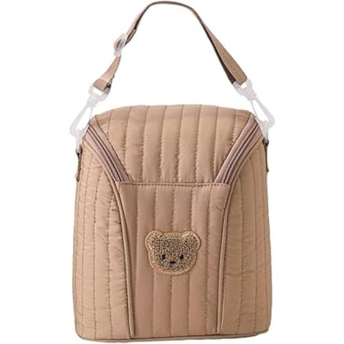 Insulated Breastmilk Cooler Bag Floral T/C Baby Bottle Bag Holds 3 Bottles for Daycare Travel, Leakproof Thermal Lunch Tote with Stroller Hooks for Nursing Moms