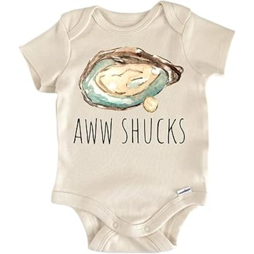 Oyster Seafood Baby Bodysuit – Cute Infant Outfit, Unisex Cotton Clothes, Soft Short Sleeve Newborn Coastal Ocean