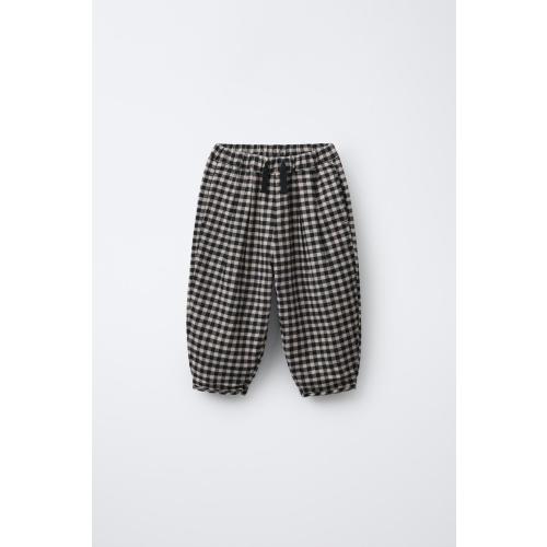 BAGGY GINGHAM PANTS - Black / Ecru | ZARA United States