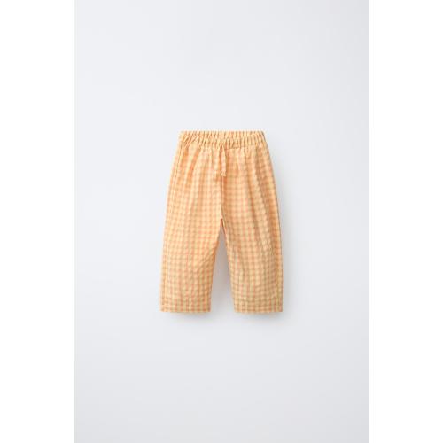 RELAXED GINGHAM PANTS - Tangerine | ZARA United States