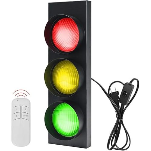 KZU Traffic Light Lamp Decoration On Wall, LED Lights Lamp Decor with Remote Control Wall Lamp for Living Room Bedroom Bar Club Gaming Room, Room Wall Decor