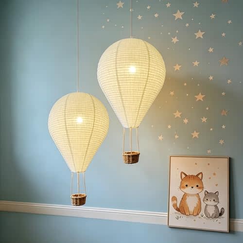 etmilc 2PCS Hot air balloon decorations 16INCH Handmade Hot air balloon lamp shades Hanging lantern Suitable for Decorating Children's Rooms Corridors and Living Rooms Decorations