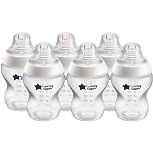 Tommee Tippee Closer to Nature Baby Bottles, Slow Flow Breast-Like Nipple with Anti-Colic Valve (9oz, 6 Count)