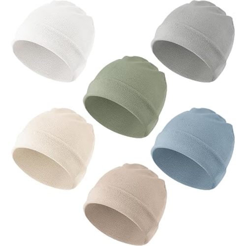 Konssy 6 Pack Baby Beanie Hats for Newborn Infant Girls Boys, 0-24 Months