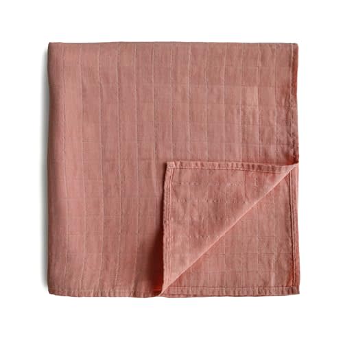mushie Muslin Baby Swaddle Blanket | 100% Organic Cotton (Cedar)