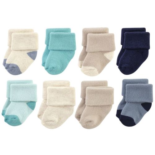 Hudson Baby Basics Infant Baby Cozy Terry Socks 8-Pack, Oceanic Sands, 6-12 Months