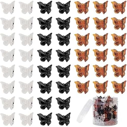 50 Packs Assorted Color Butterfly Hair Clips, Beautiful Mini Butterfly Hair Clips Hair Accessories for Women and Girls (Black, brown，white)