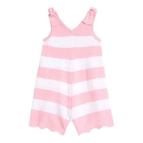 Stripe Shoulder Tie Cotton Sweater Romper