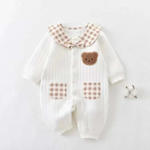 Bear Pocket Cotton Romper (0-12M)